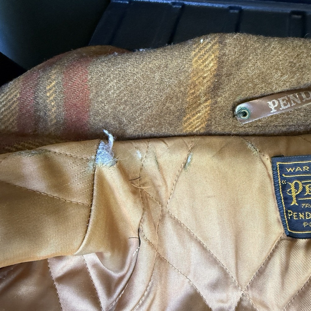 Pendleton BarnCar Coat‎ Wool Jacket Quilted Lining, Brn Plaid Vtg Grandpacore LG - Picture 12 of 15